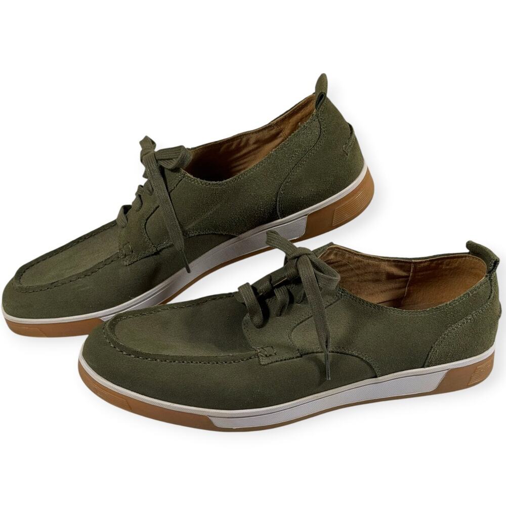 Cole Haan Moc-Toe Casual Boat Shoe/Sneaker Hybrid, Olive, Suede, Men's 11.5